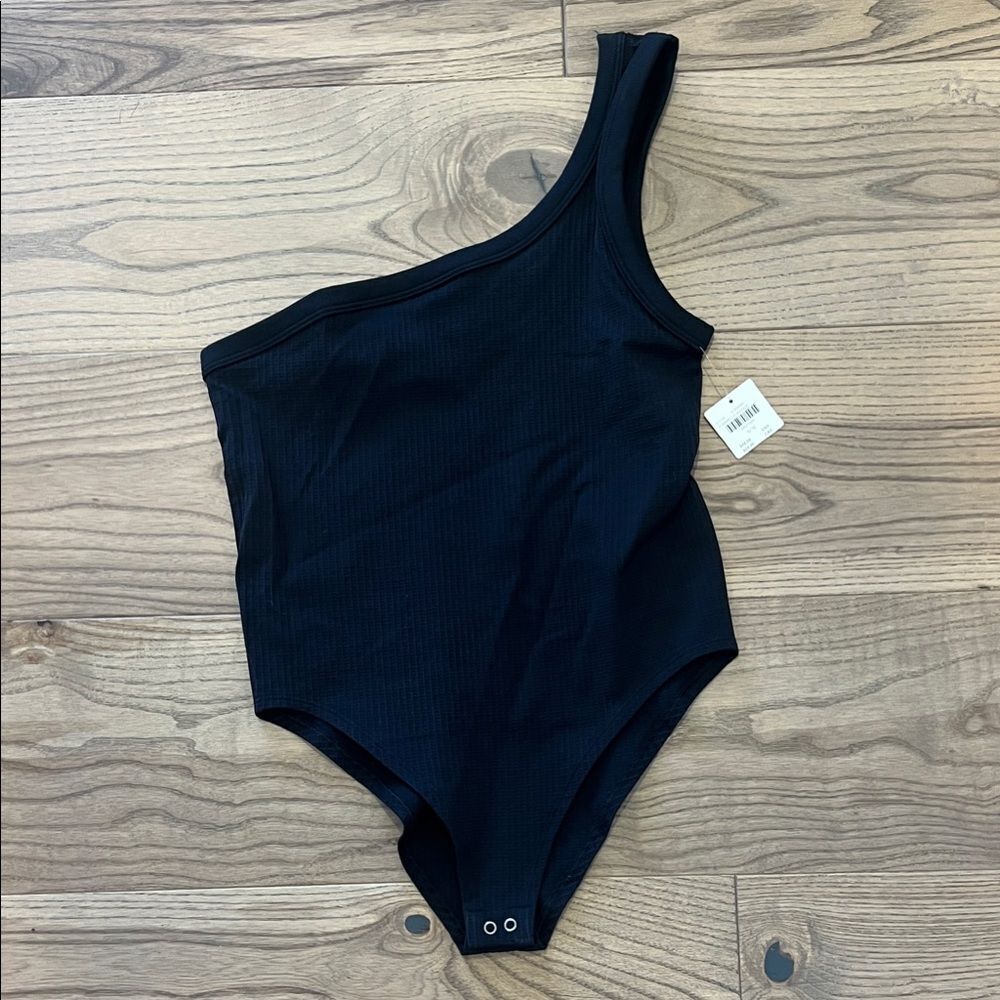 Anthropologie Black One-Shoulder Bodysuit